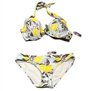 NWT! ADOREME 32DDD Top Small Bottom Citrus Print Bikini Set